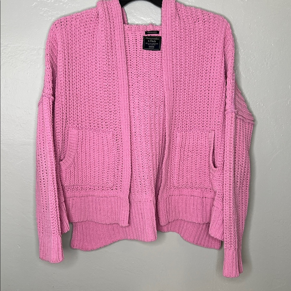 A&F Oversized Barbie Pink Hooded Knit Cardigan Sweater | Cozy Y2K Boho Comfy XXS